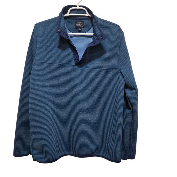 J.Crew Authentic Fleece Blue Snap Pullover Sweater Men’s Large - Picture 1 of 7